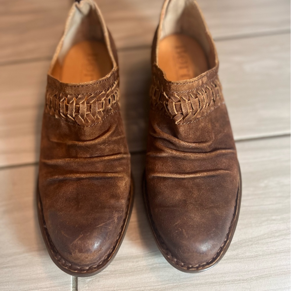 Born F36226 Katharina Brown Leather Ankle Boots Bsck Zip Shoes Women's US 6.5